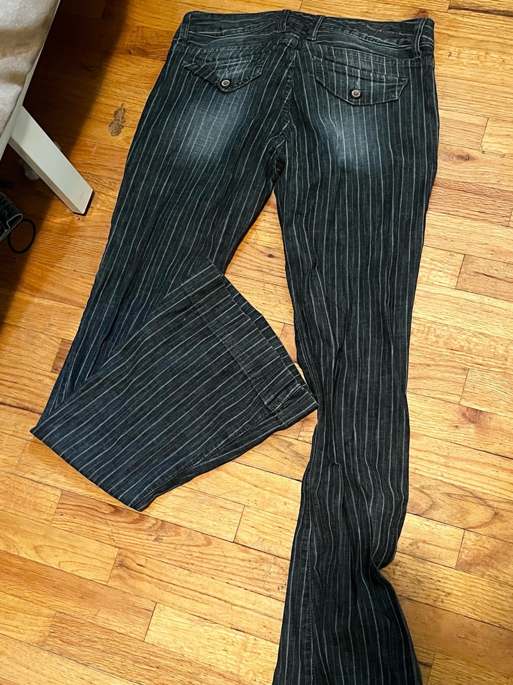 Guess Blue Pinstripe Wide Leg Jeans